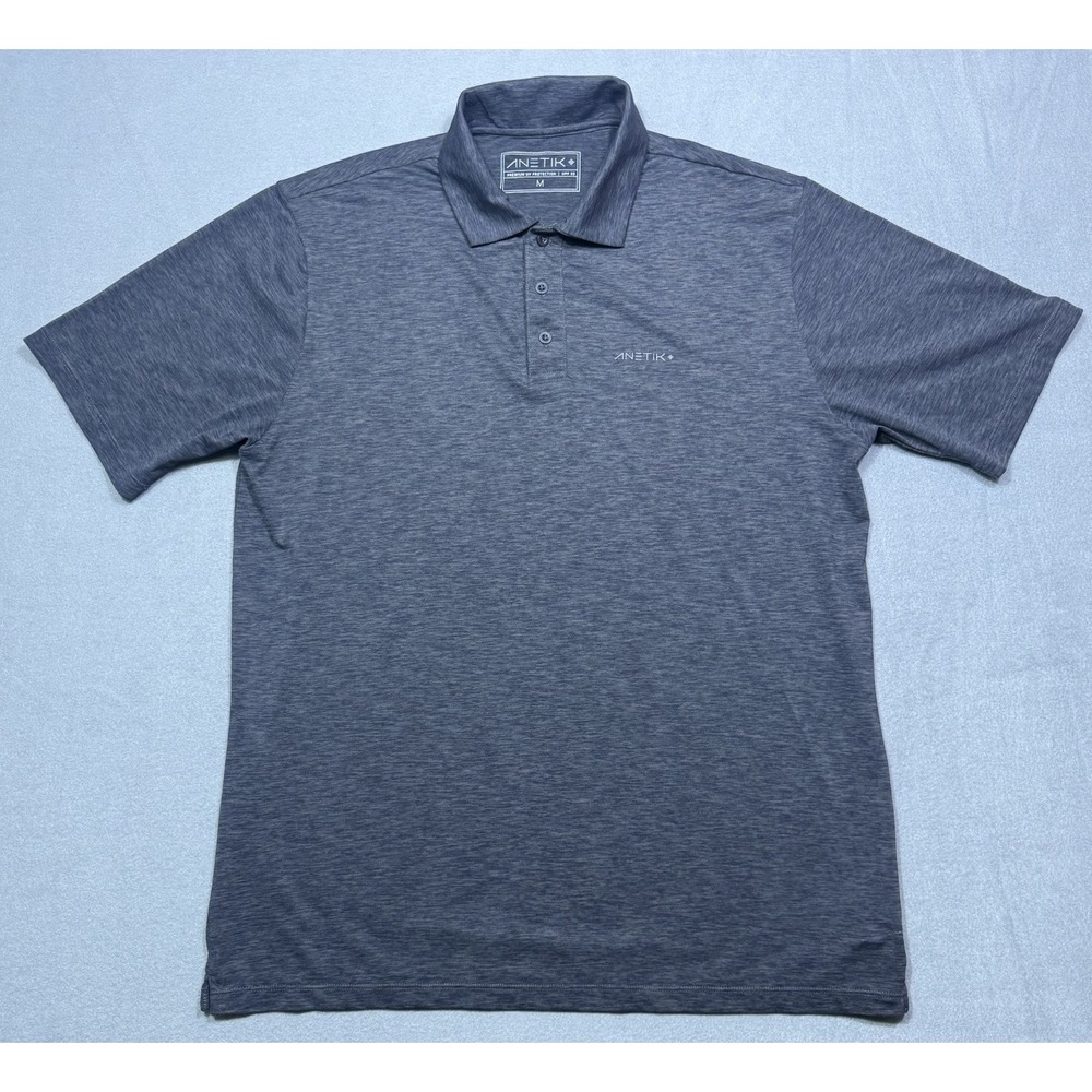 Anetik Performance Polo Shirt Mens M UPF 30 Black Athleisure Stretch Active